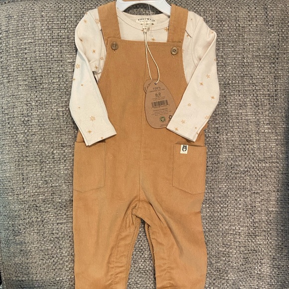 2 Piece Rabbit + Bear Organic Cotton Overall Set - Picture 1 of 4